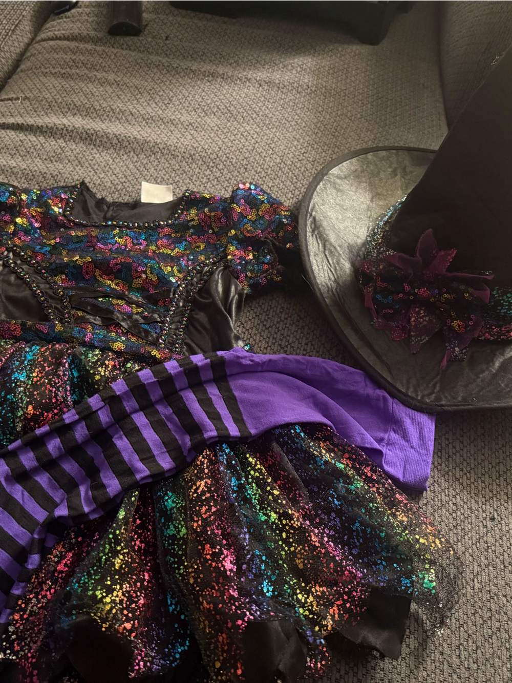 Spirit Black Multicolor Sequin Witch Costume with Purple Accents